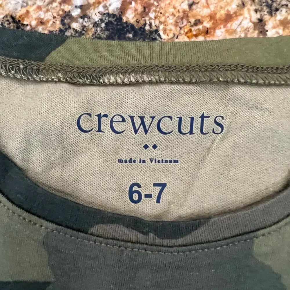 NWT J. Crew Girls' Long-Olive Green Camoflauge Long SleeveTee